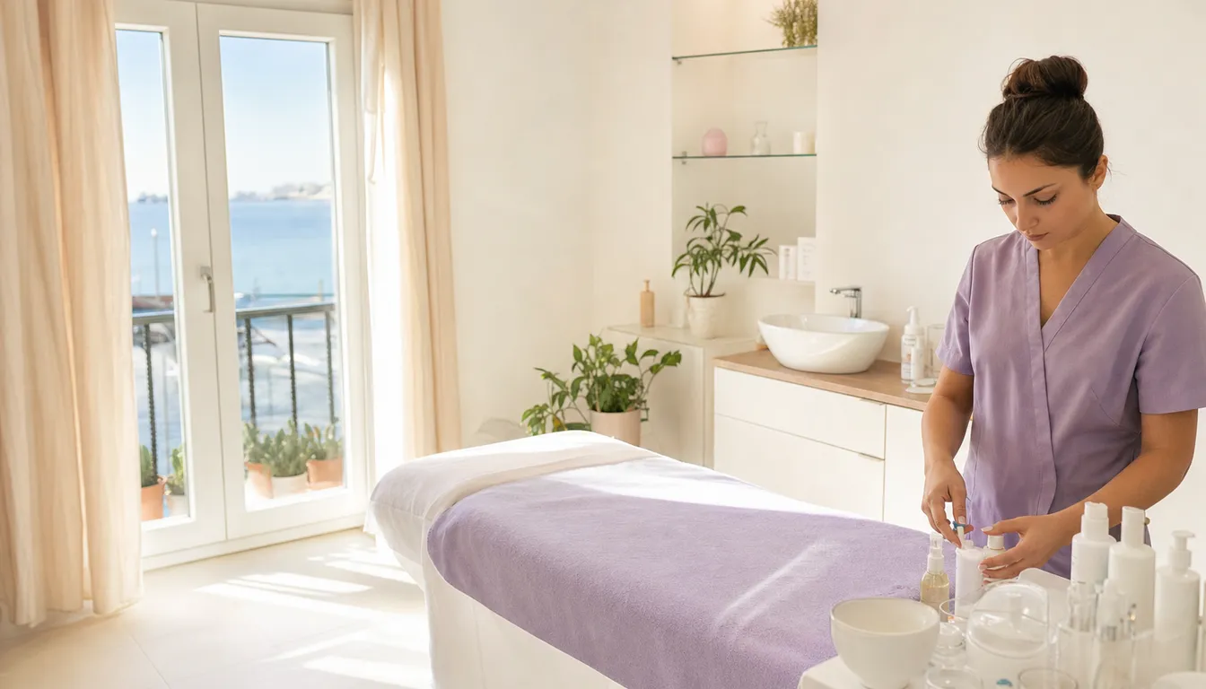 La cabina dei trattamenti con la luce del mattino